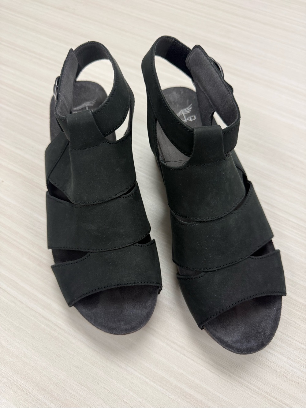 Dansko Black Women’s Strappy Wedge Sandals